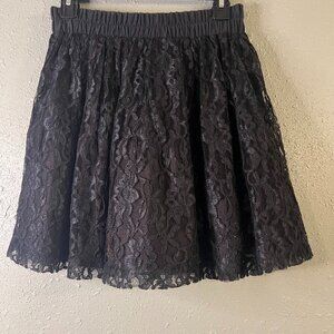 Vintage Workshop Clothing Black Lg Lace Layered Mini Skirt